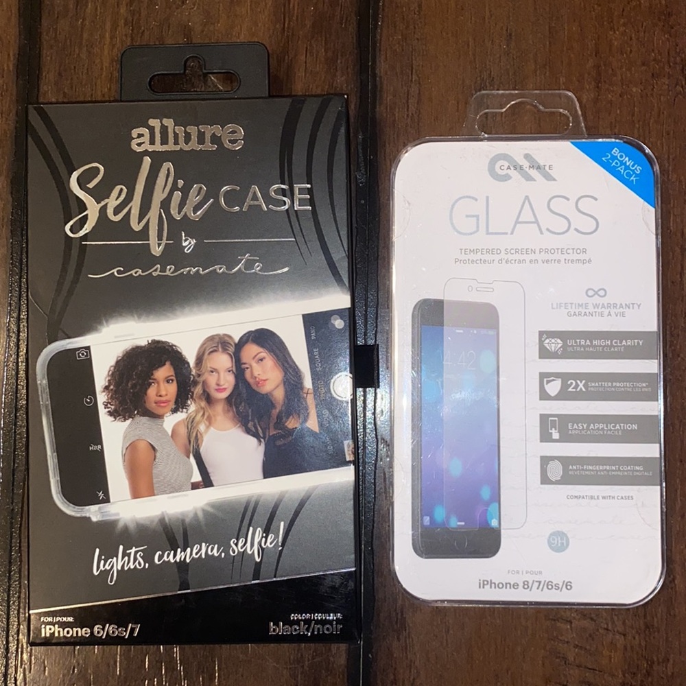 Case-Mate Allure LED Selfie Case iPhone 6 6s 7 8 + Glass Screen Protectors (2) - Picture 1 of 10
